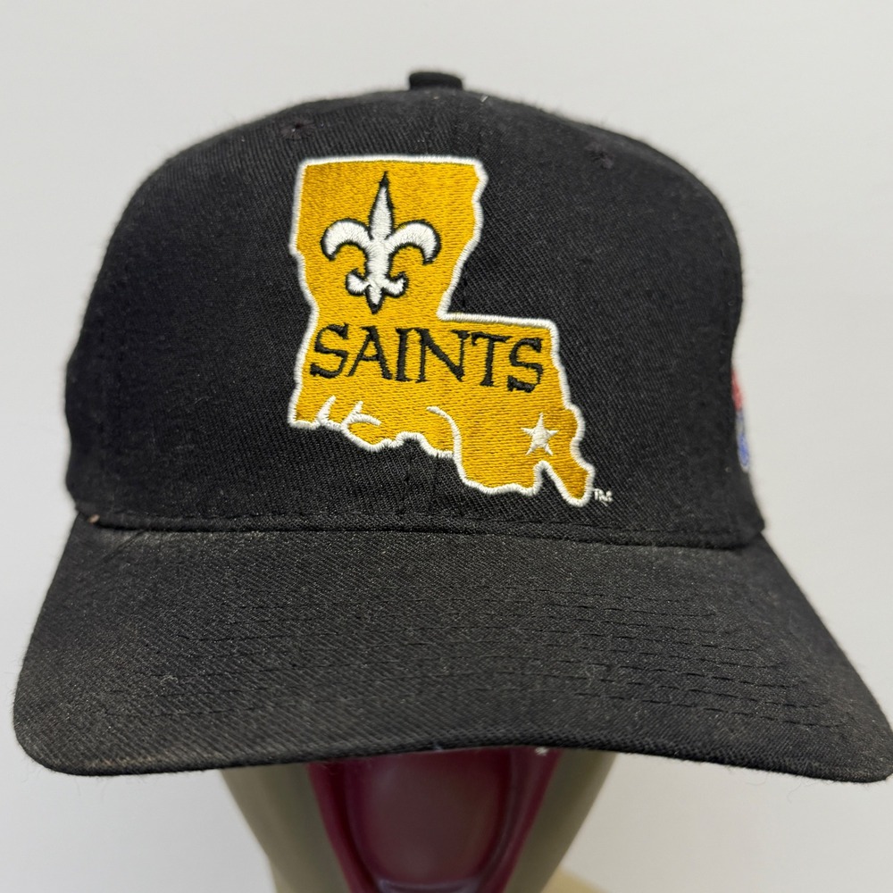 Vintage New Orleans Saints Starter Hat Fitted 7 1/8 Black NFL The Natural USA‎